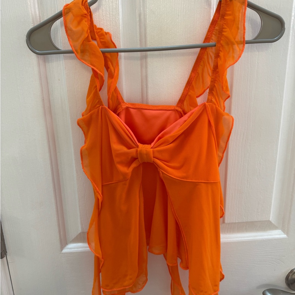 SHEIN Vibrant Orange Ruffle 2 Piece skirt set